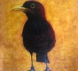 Painting of a blackbird called "Red Blackbird" by Sybil Fix